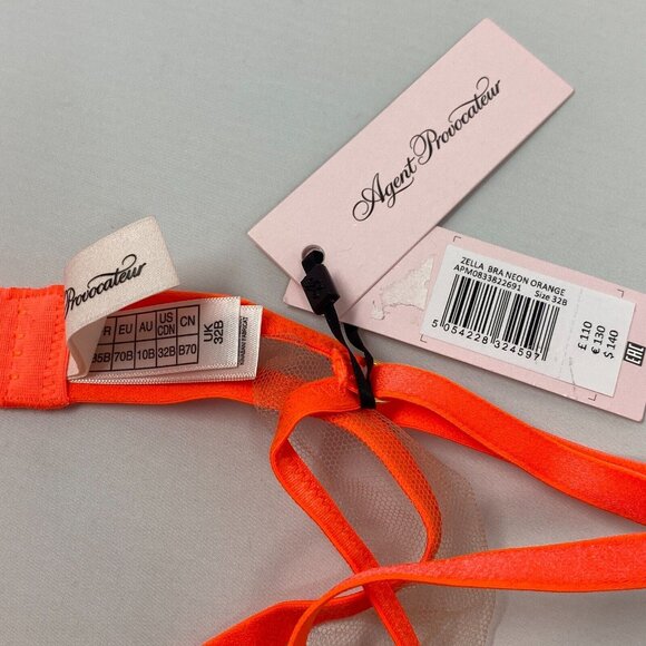 Agent Provocateur Zella Neon Orange Bra NWT - Picture 11 of 13